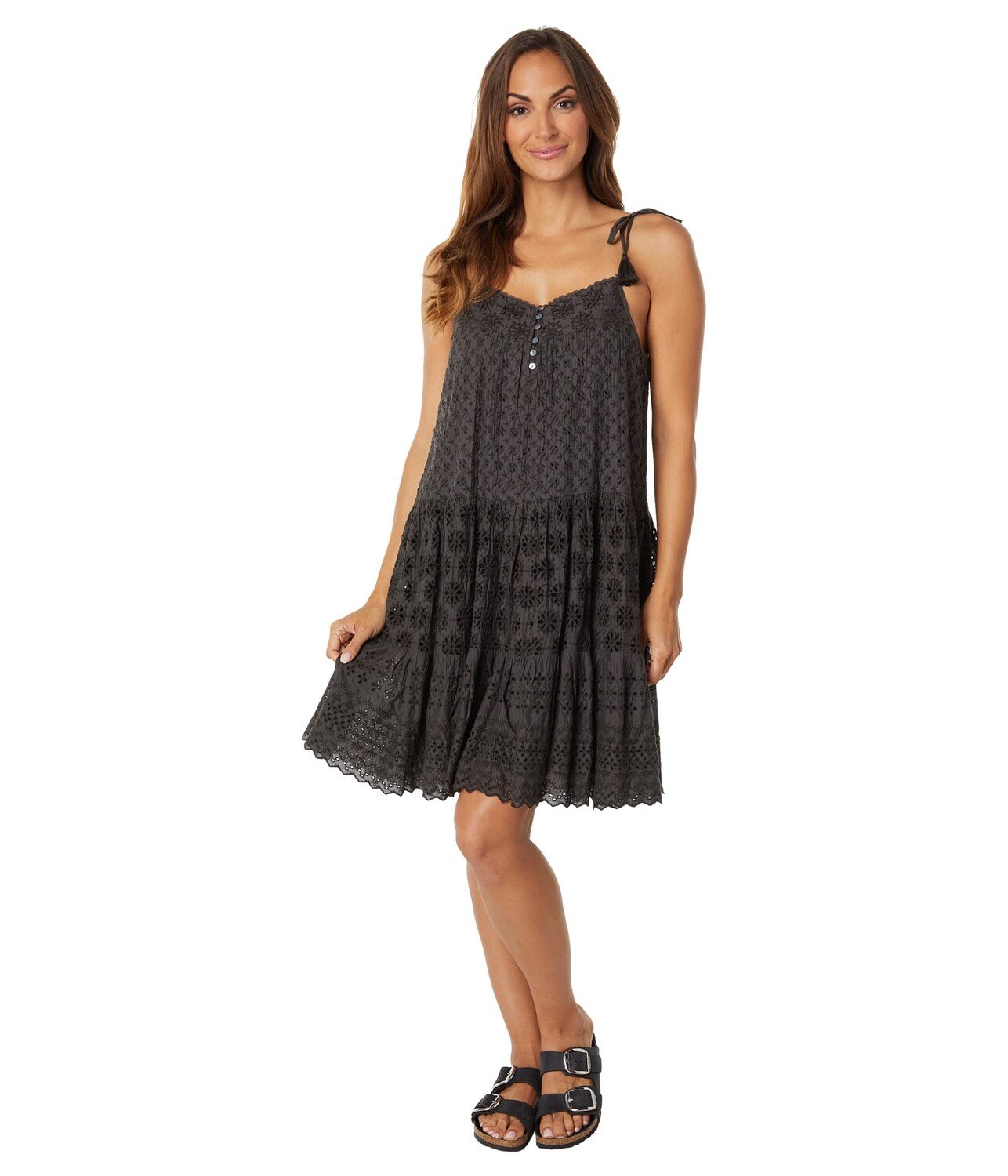 

Платье Lucky Brand, Tie Sleeve Tiered Eyelet Dress