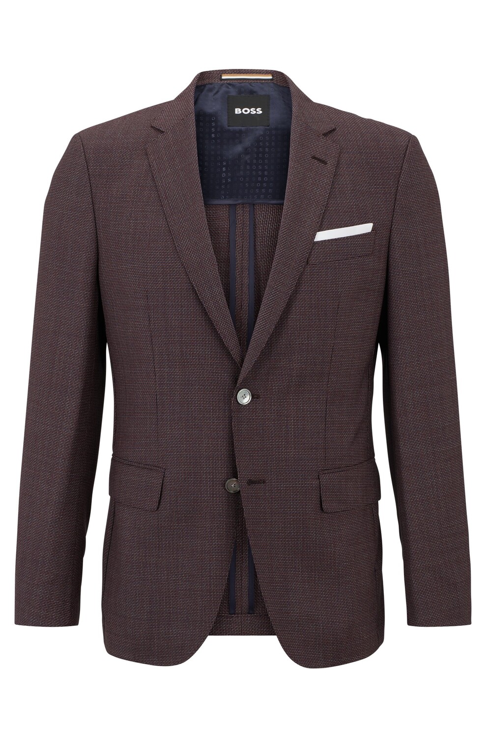 

Пиджак Hugo Boss Slim-fit In Virgin-wool Twill, коричневый