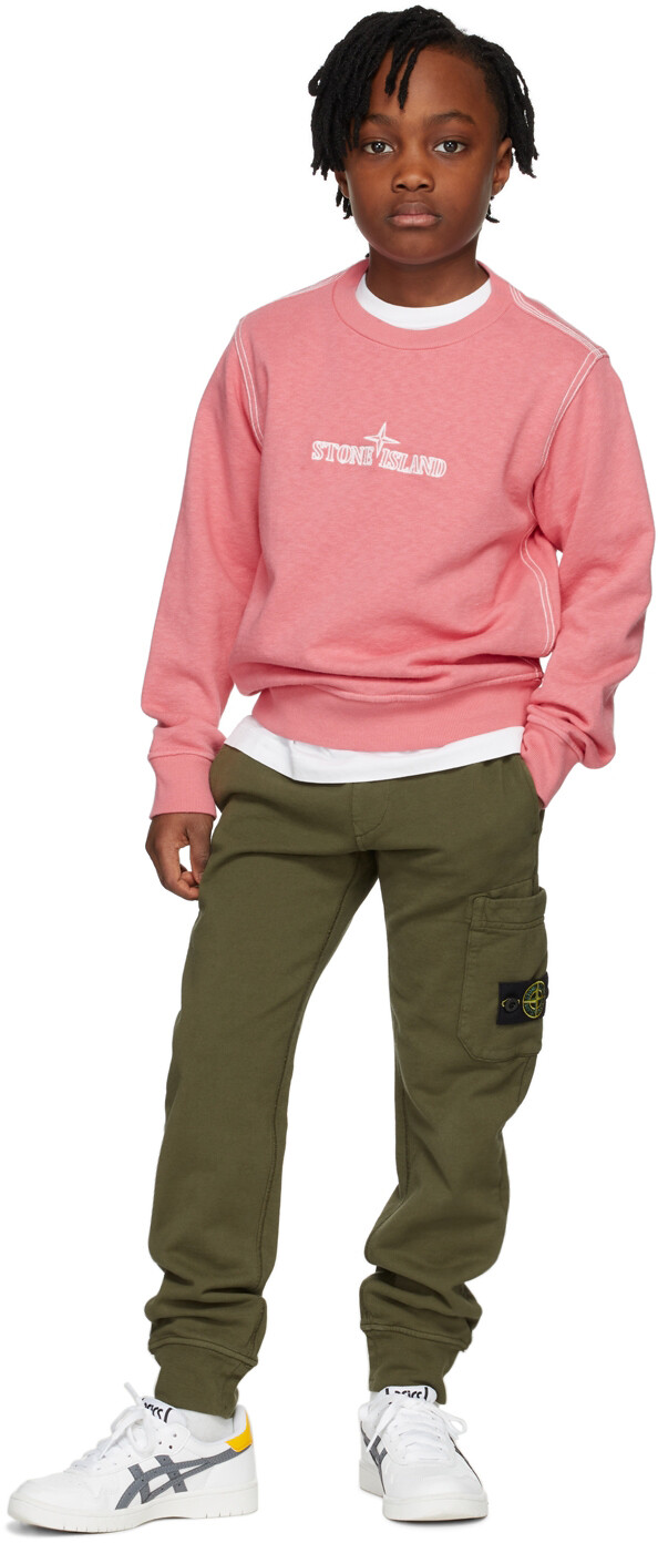 

Детская розовая толстовка с контрастным логотипом Stone Island Junior