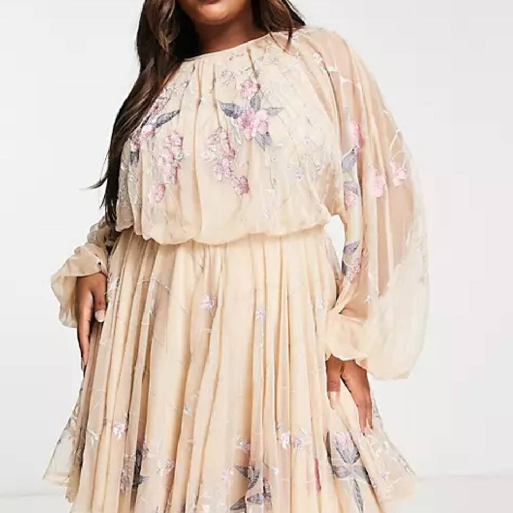 

Платье Asos Edition Floral Embroidered, розовый