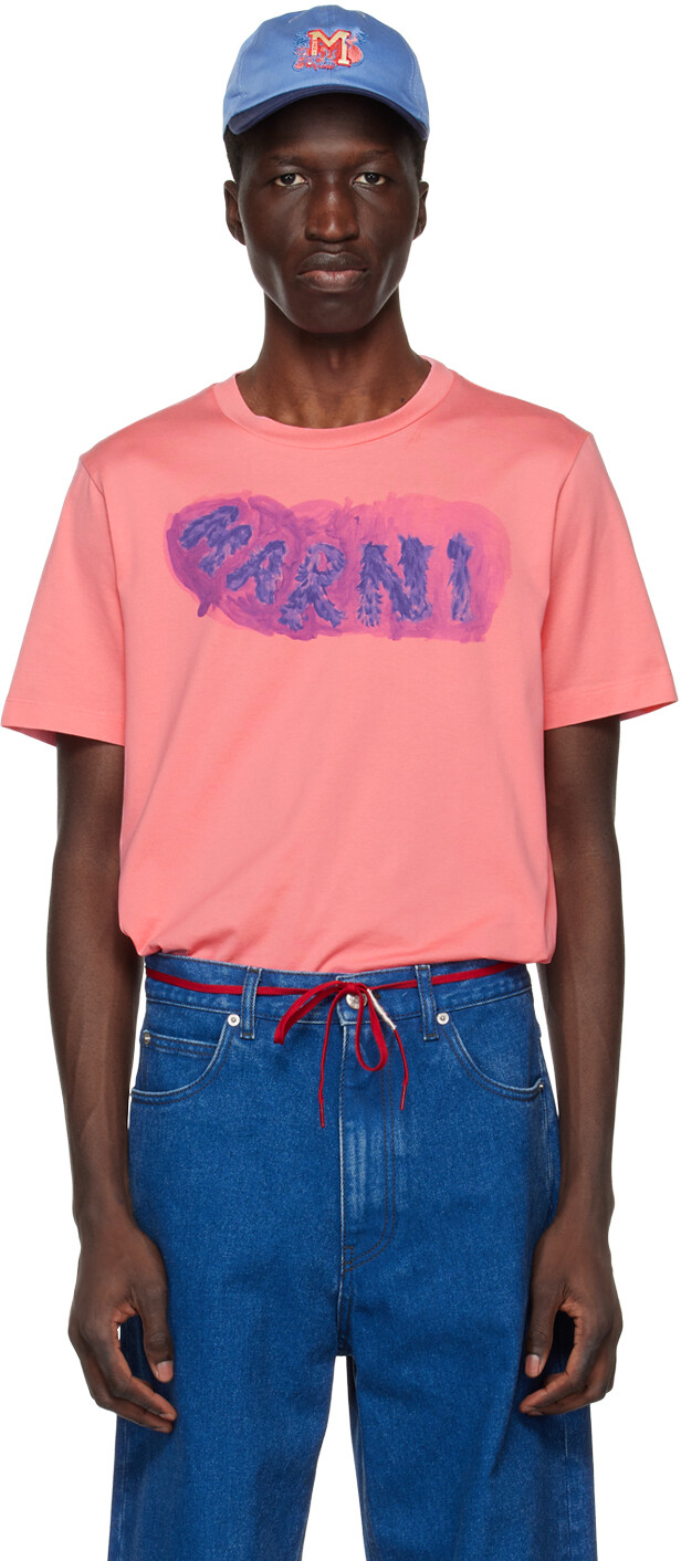 

Розовая футболка с эффектом краски Marni, Розовый