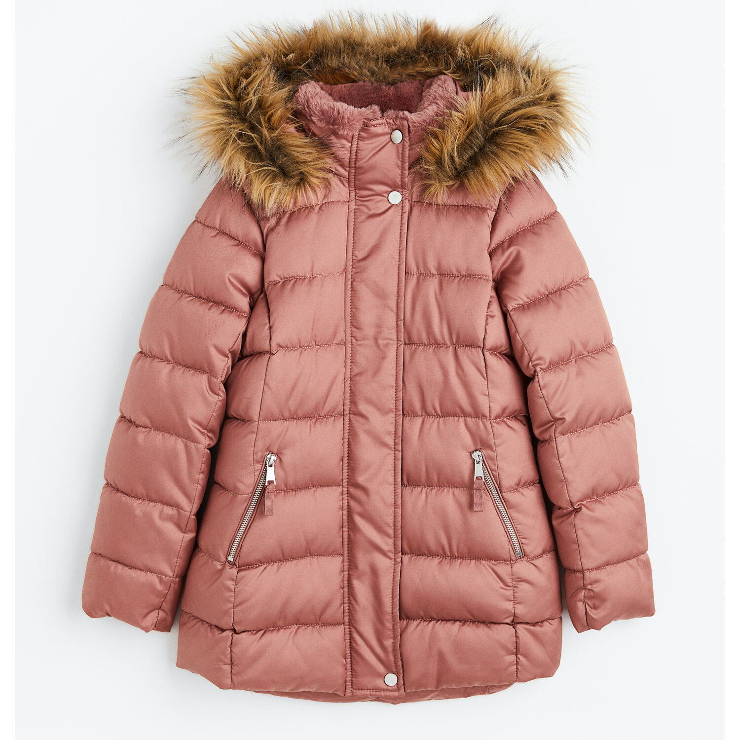 

Пуховик с капюшоном H&M, пыльная роза
