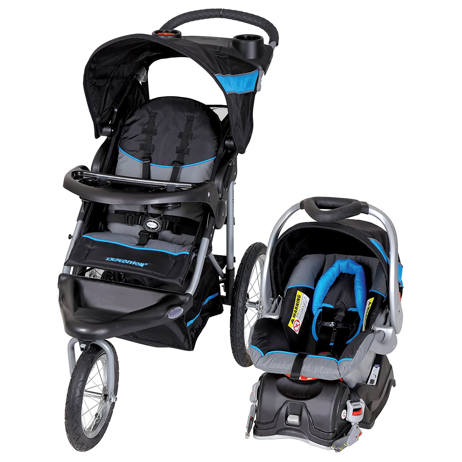 Детская коляска + автокресло Baby Trend Expedition Jogger, черный/голубой цена и фото