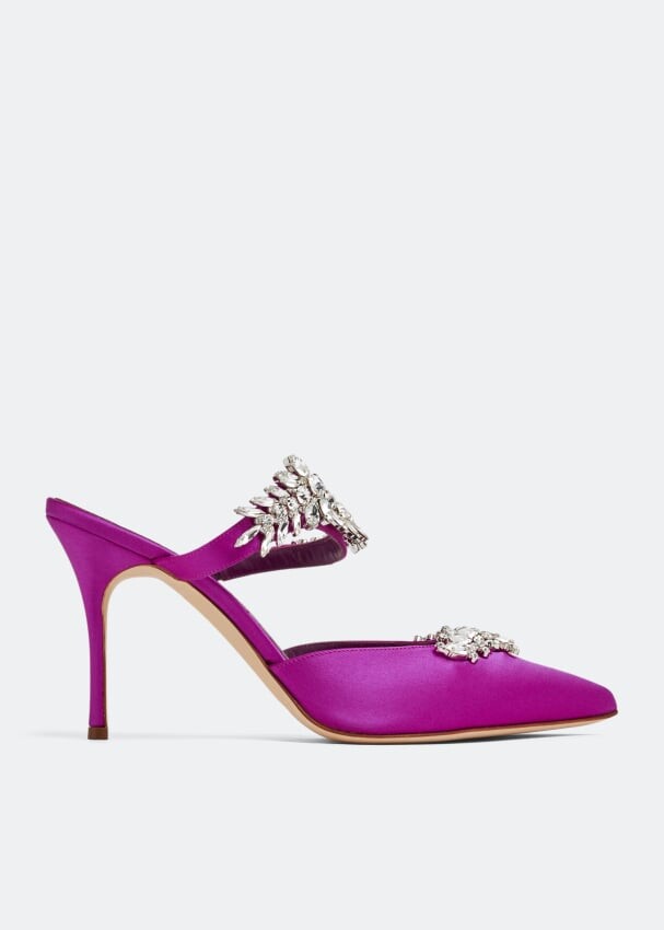 цена Мюли MANOLO BLAHNIK Lurum satin mules, розовый