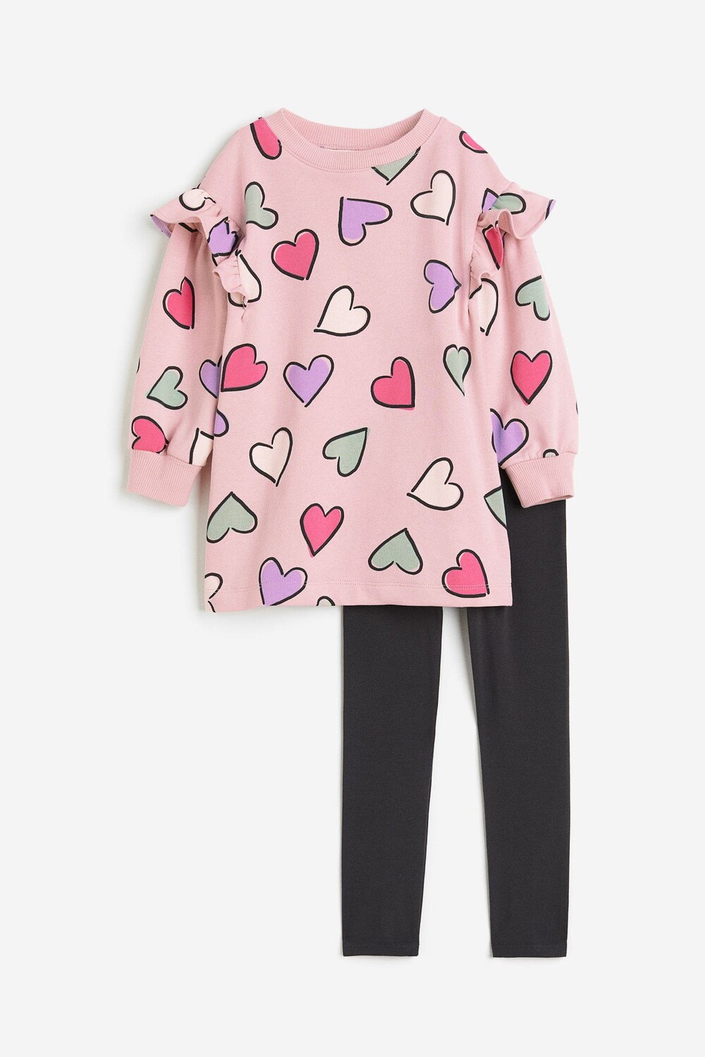 

Комплект толстовка и леггинсы H&M Kids Hearts, 2 предмета, светло-розовый