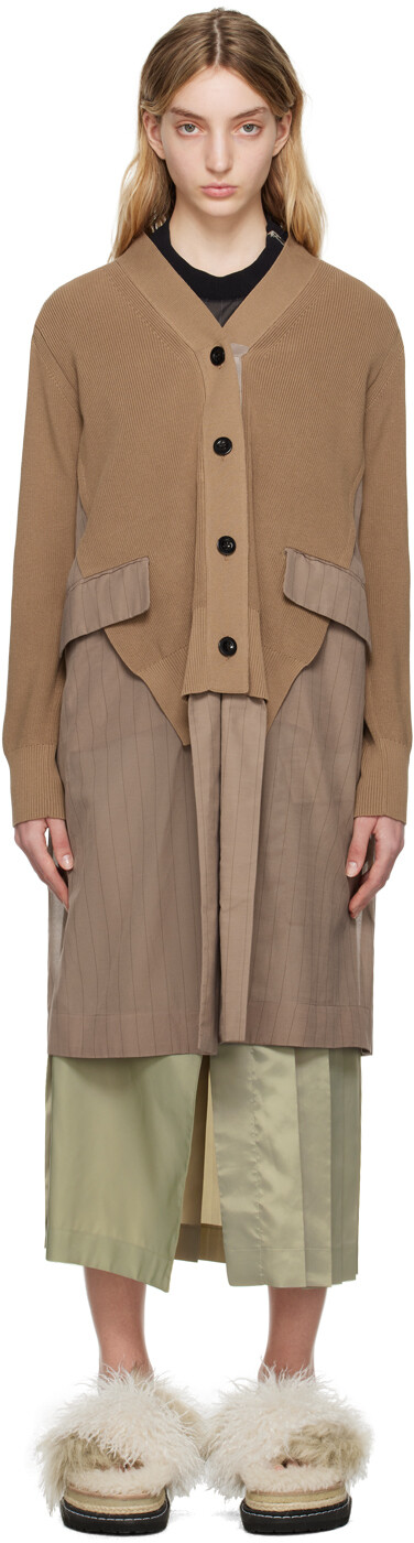 

Бежевый кардиган в полоску sacai
