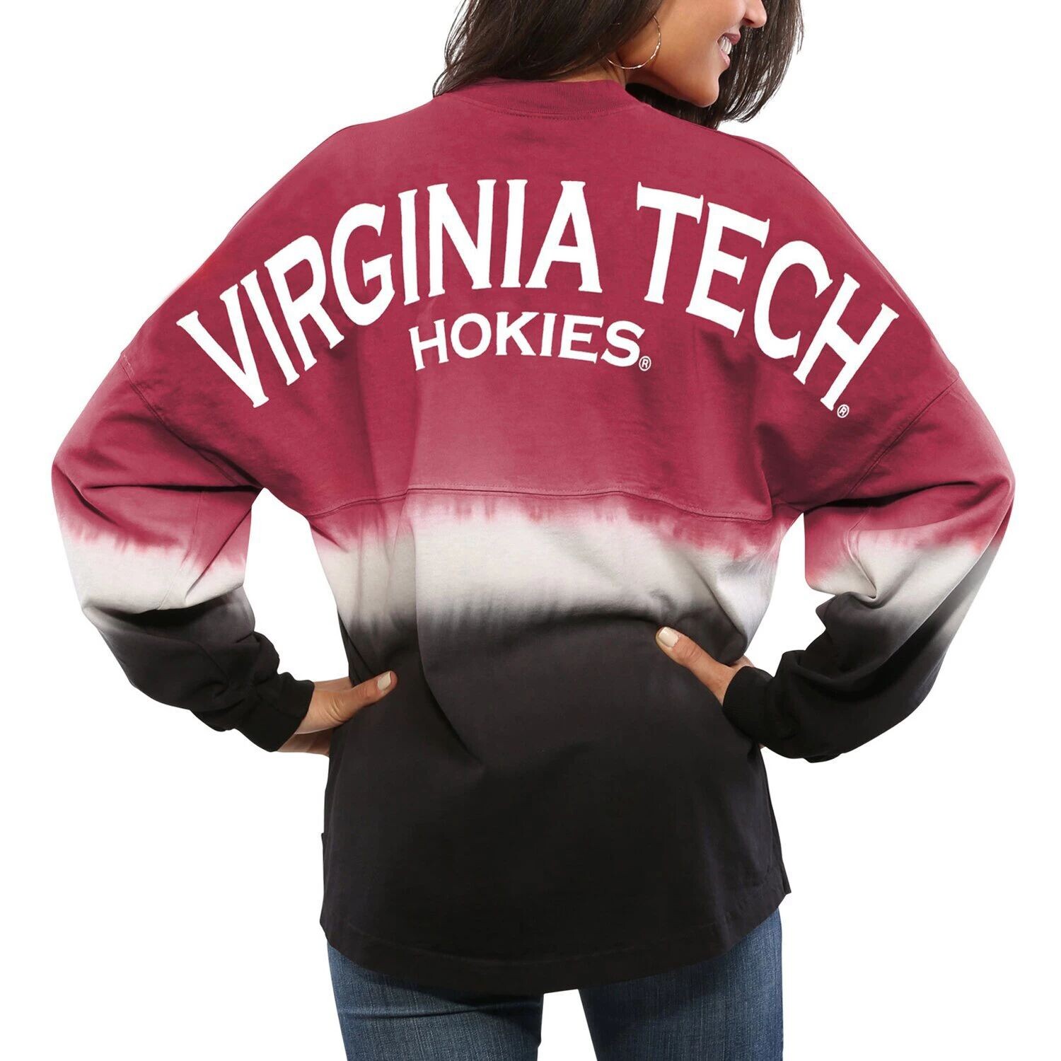 

Женский темно-бордовый джерси Virginia Tech Hokies с длинными рукавами и омбре, окрашенный погружением Spirit