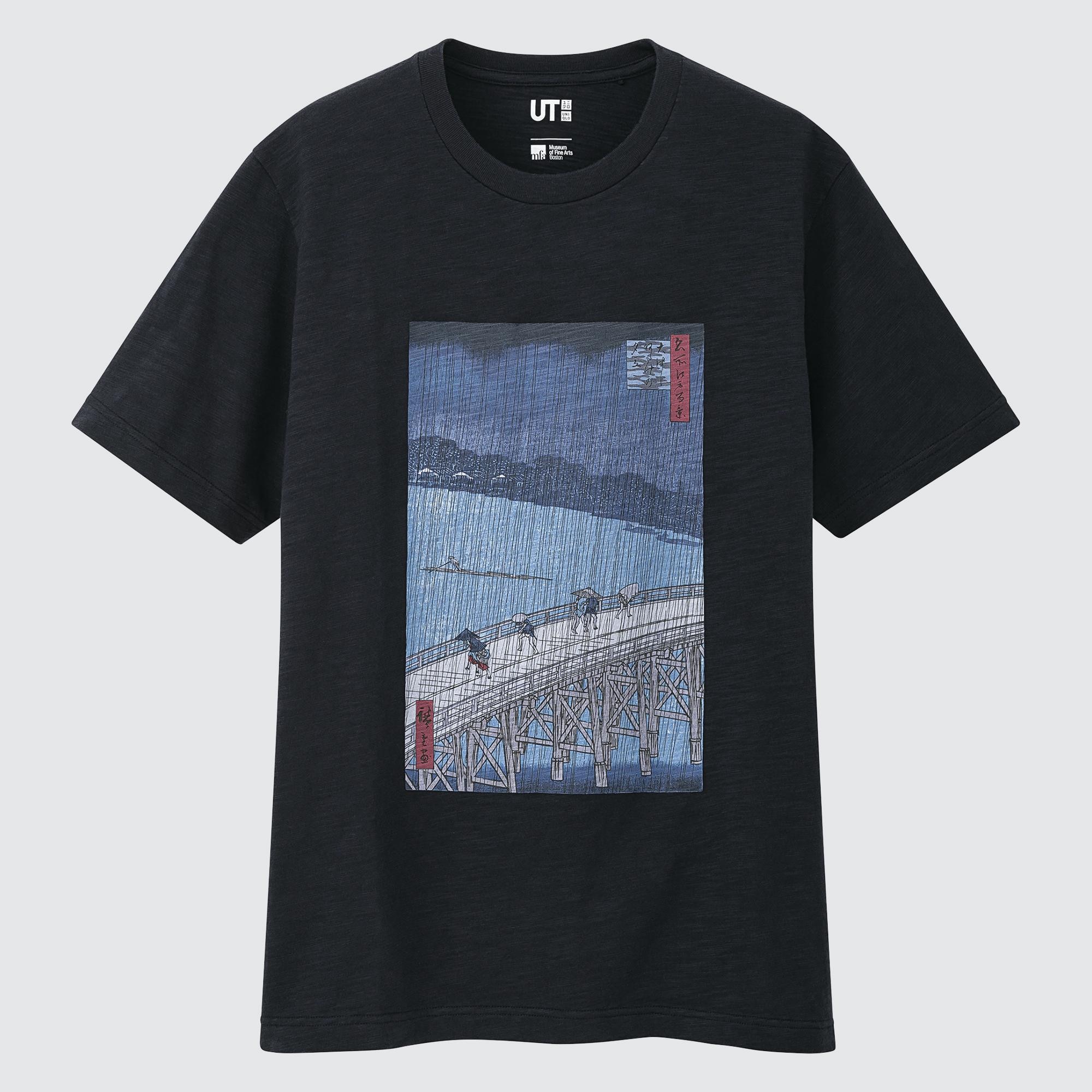 Футболка Uniqlo Ukiyo-e UT Archive с графикой, темно-синий футболка uniqlo ut graphic ukiyo e hokusai темно синий
