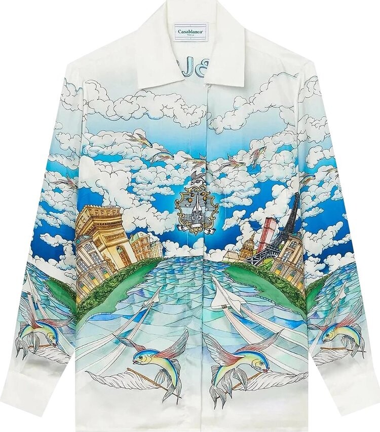 

Рубашка Casablanca Cuban Collar Long-Sleeve Shirt 'White', белый