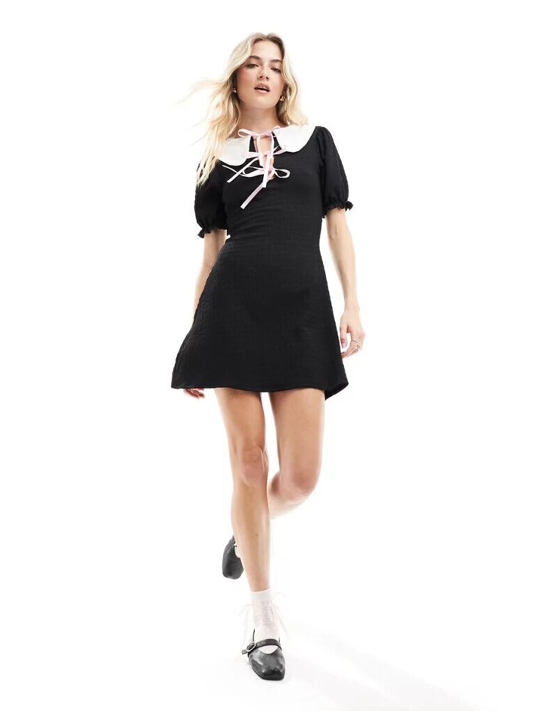 

Черное платье с воротником Miss Selfridge и бантом