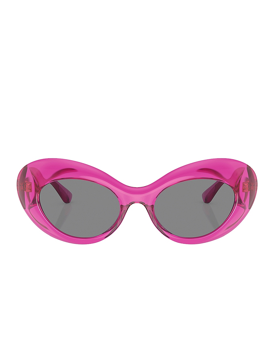 цена Солнцезащитные очки Versace Oval, цвет Pink Transparent