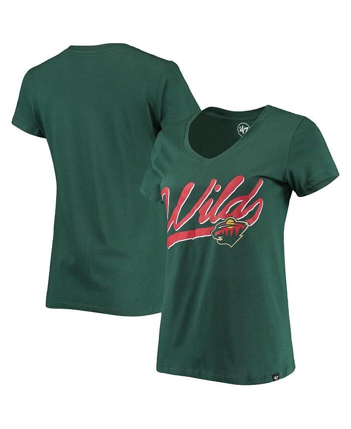 

Зеленая женская футболка с v-образным вырезом Minnesota Wild Script Sweep Ultra Rival '47 Brand, цвет Green