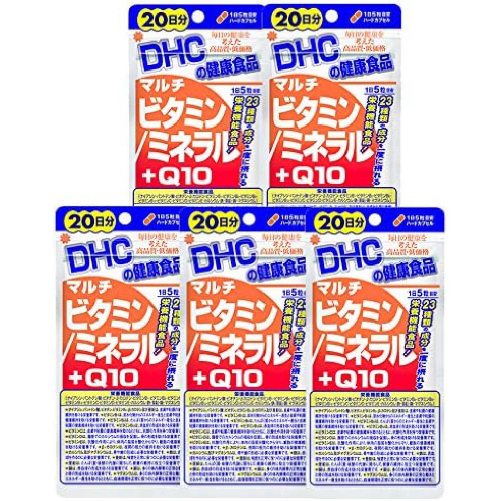 Комплекс мультивитаминов и минералов DHC +Q10, 5 упаковки, 100 таблеток