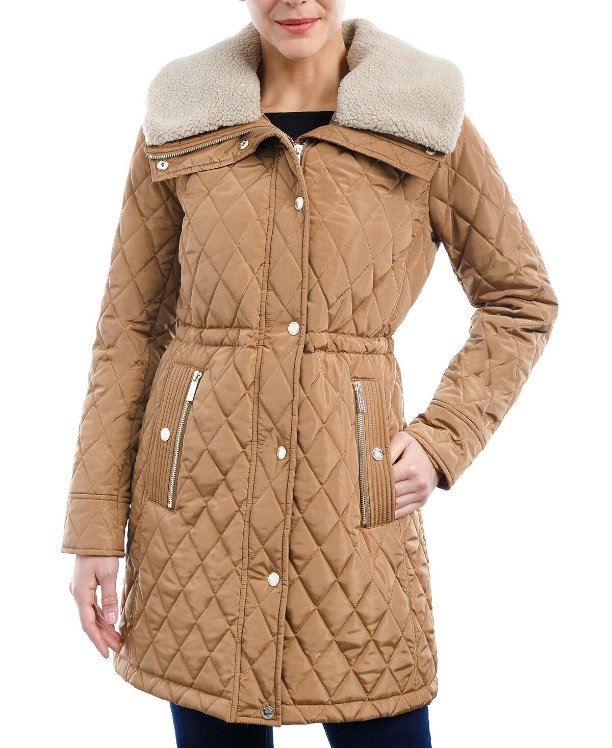 

Стеганый анорак petite с капюшоном и флисовым воротником, созданный для macy's Michael Kors