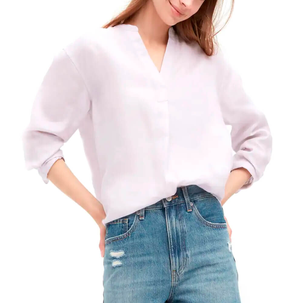 

Рубашка Uniqlo 100% Linen Skipper Collar 3/4 Sleeve, светло-серый