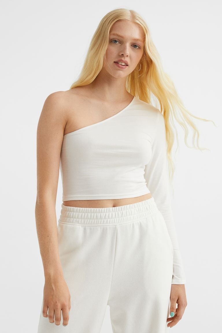 

Укороченный топ на одно плечо H&M, белый
