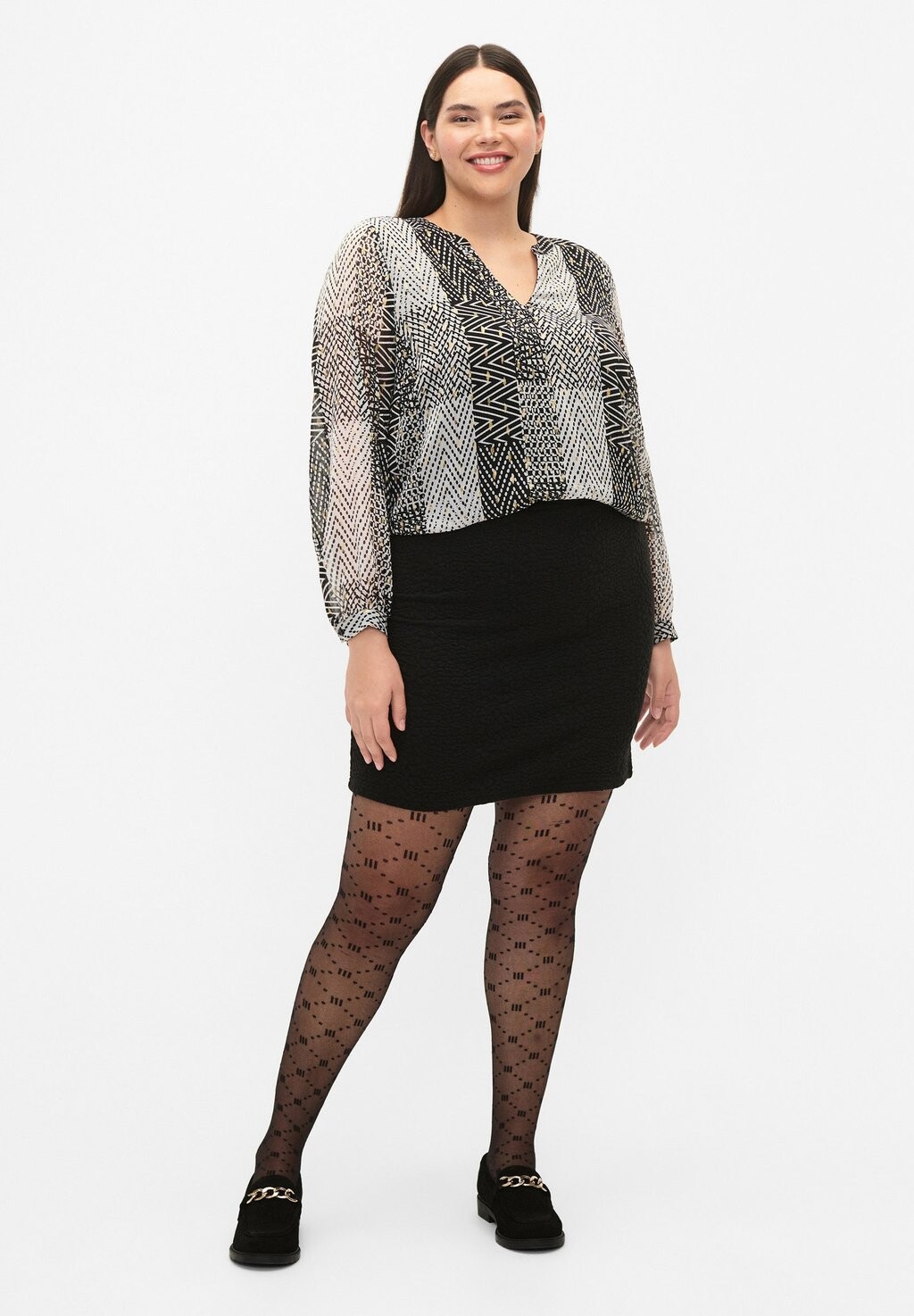 

Блузка Zizzi BEDRUCKTE MIT V-AUSSCHNITT, цвет black graphic stripe