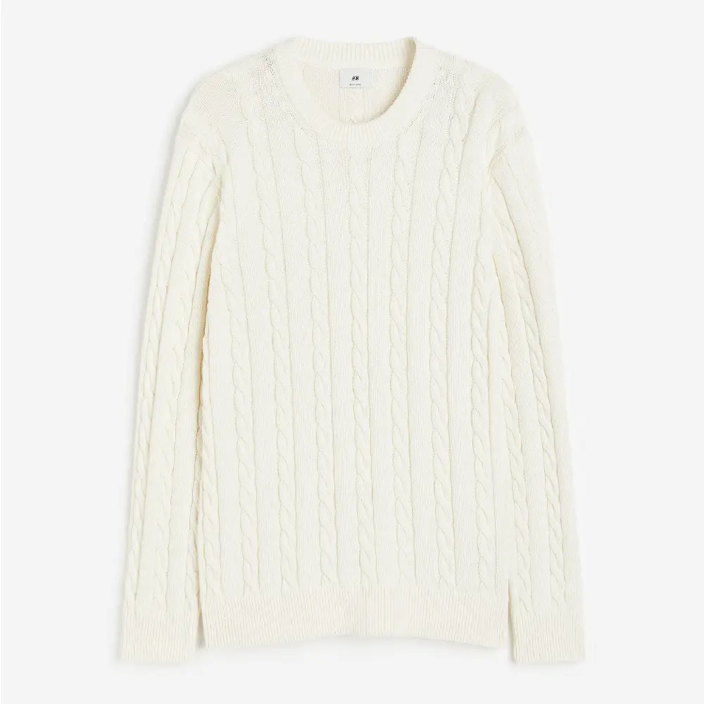 

Свитер H&M Regular Fit Cable-knit, белый