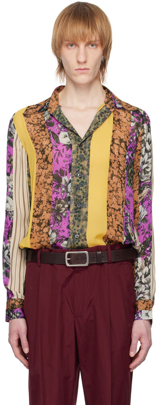 

Разноцветная рубашка в стиле пэчворк Dries Van Noten