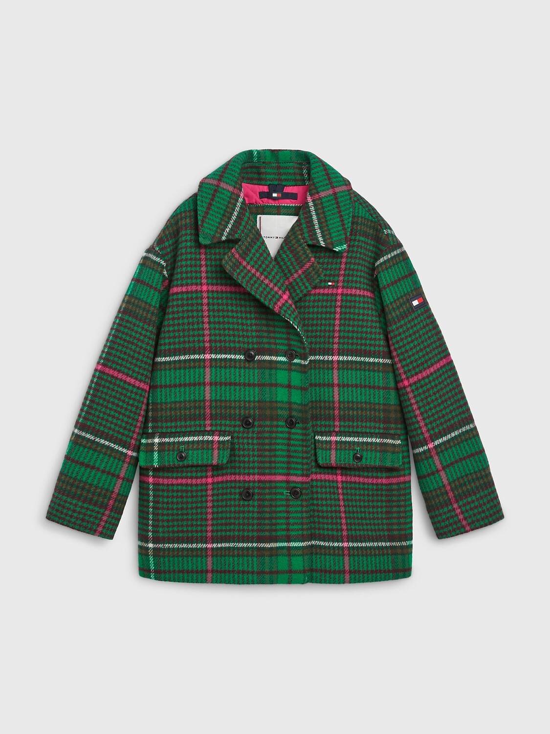 

Детское пальто в клетку Tommy Hilfiger, зеленый малахит разноцветная клетка