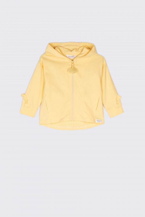 

Толстовка на молнии Coccodrillo желтый с капюшоном и оборками