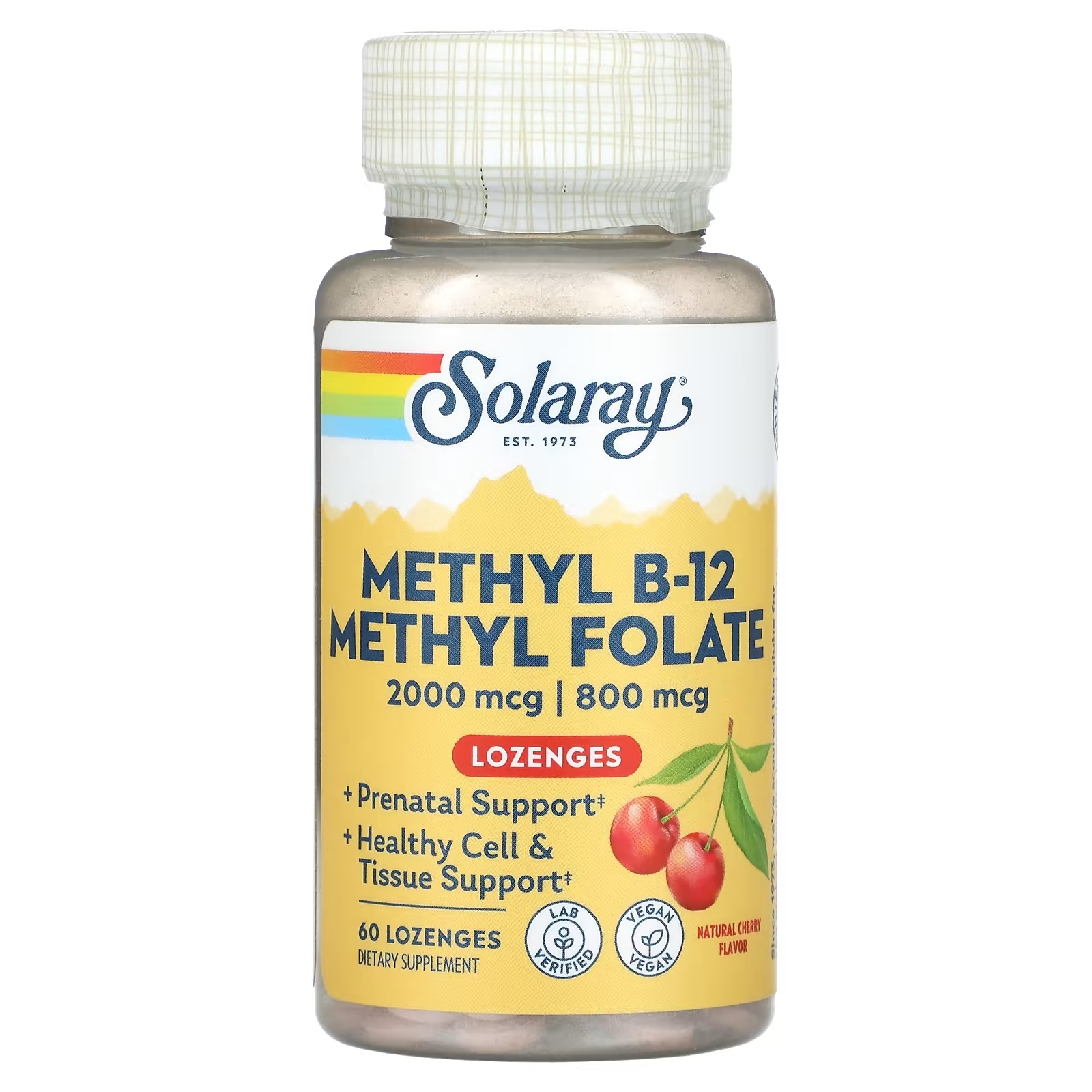 Solaray Метилфолат метил B-12 натуральный вишневый вкус, 60 леденцов