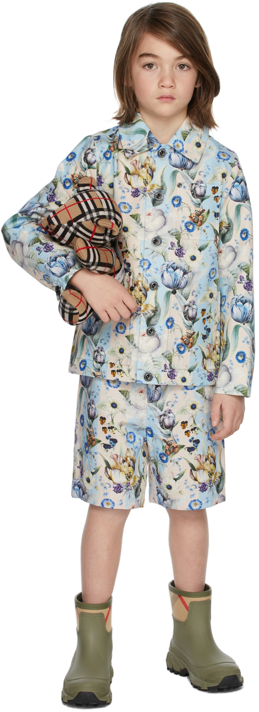 цена Детская многоцветная куртка с цветочным принтом Burberry