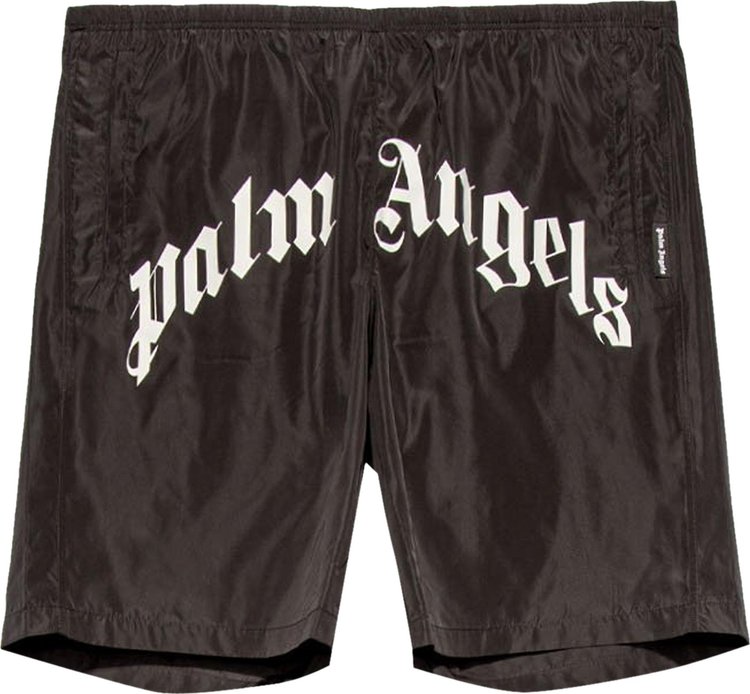 Шорты Palm Angels Curved Logo Swim Short 'Black/White', черный
