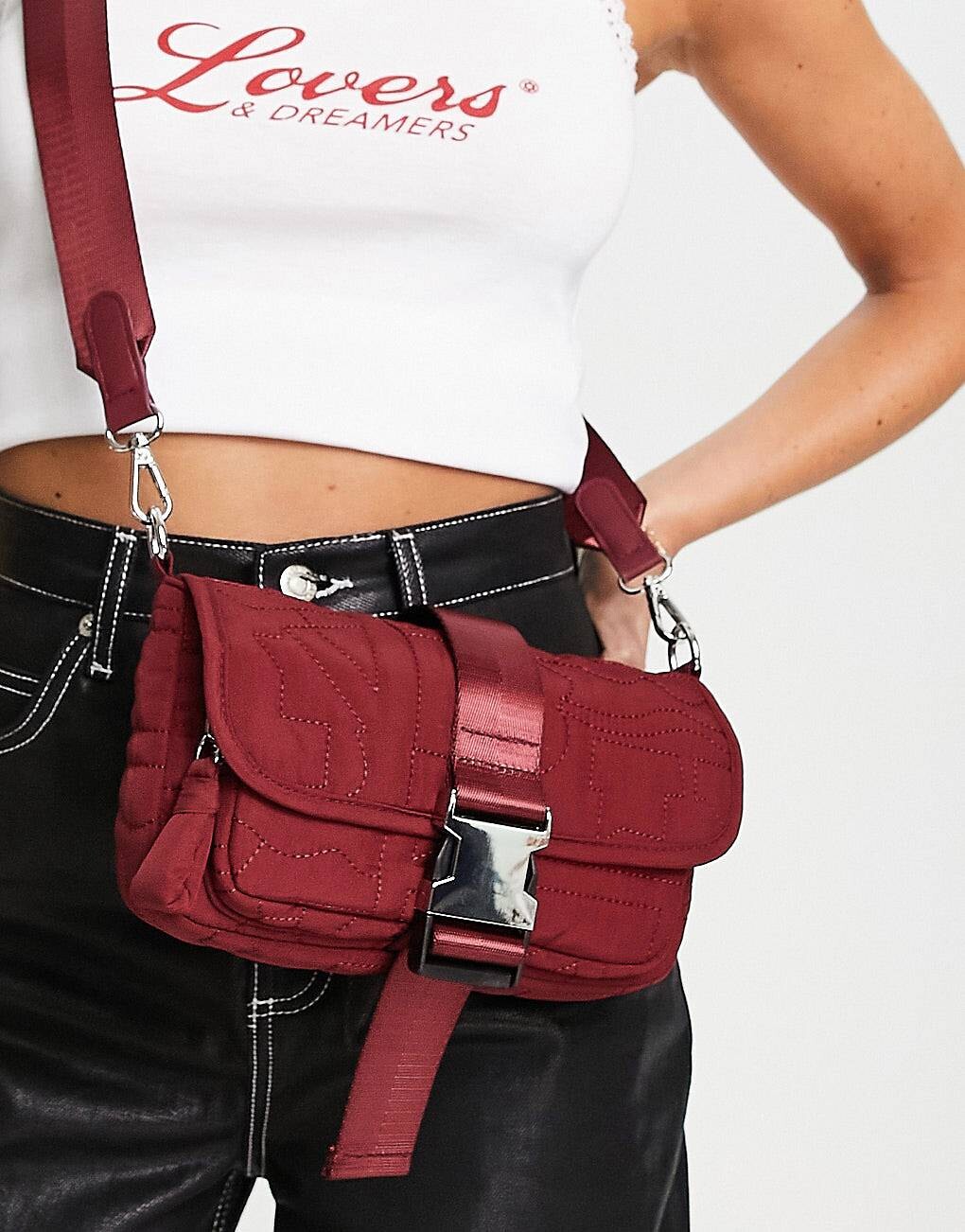 

Ржавая сумка через плечо Topshop Nina с абстрактным стежком