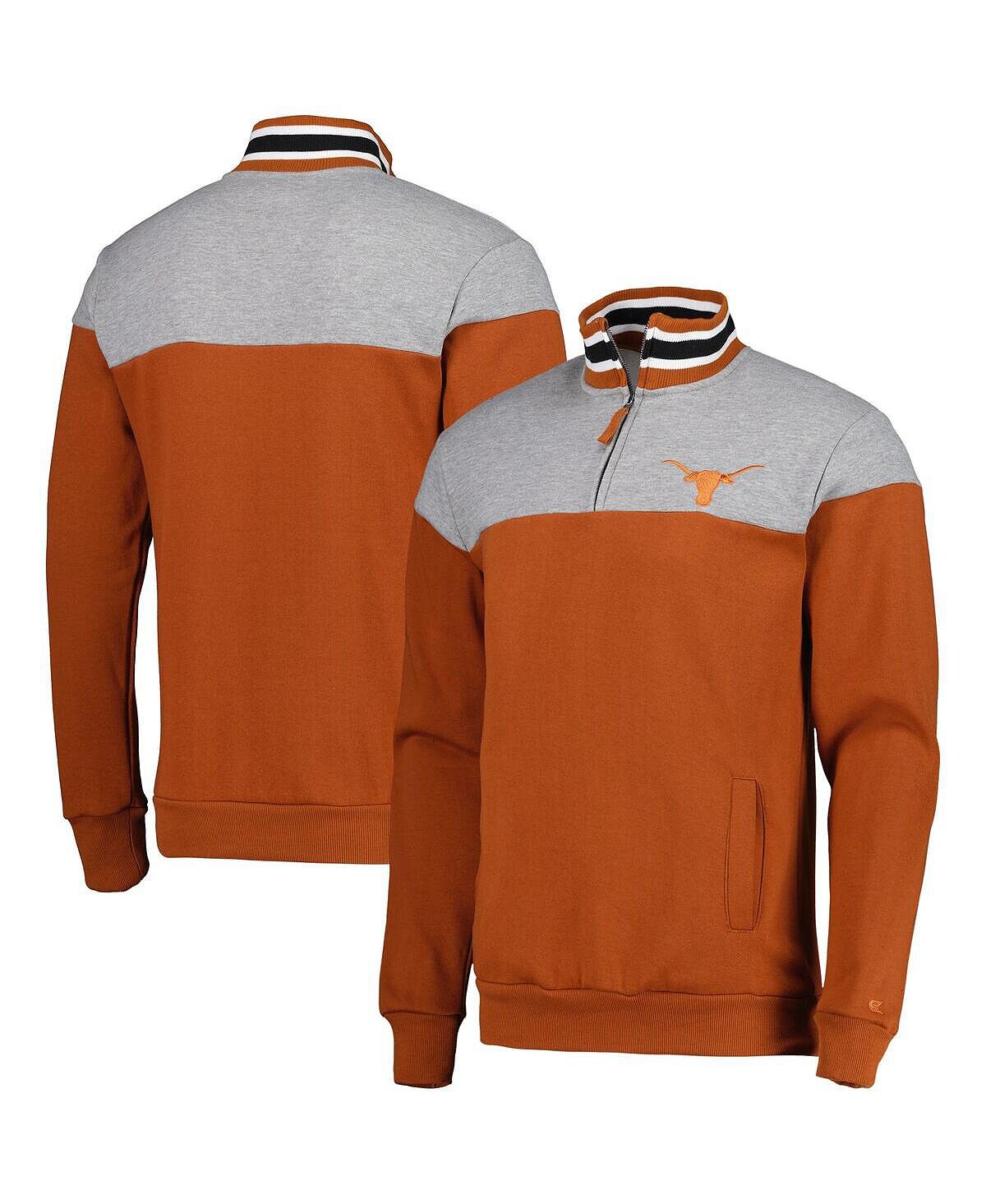 

Мужская меланжевая серая, техасская оранжевая футболка texas longhorns с молнией на четверть be the ball Colosseum, мульти