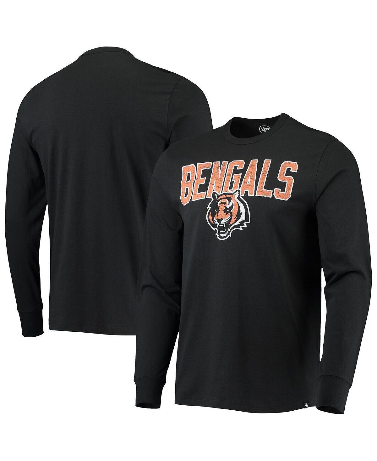 

Мужская футболка '47 black cincinnati bengals throwback lockup slub '47 Brand, черный