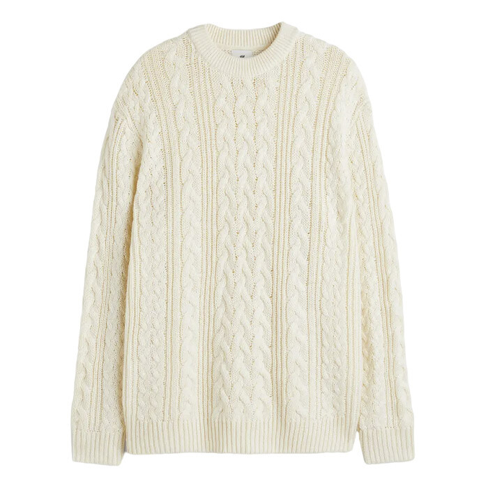 

Джемпер H&M Relaxed Fit Cable-knit, светло-бежевый