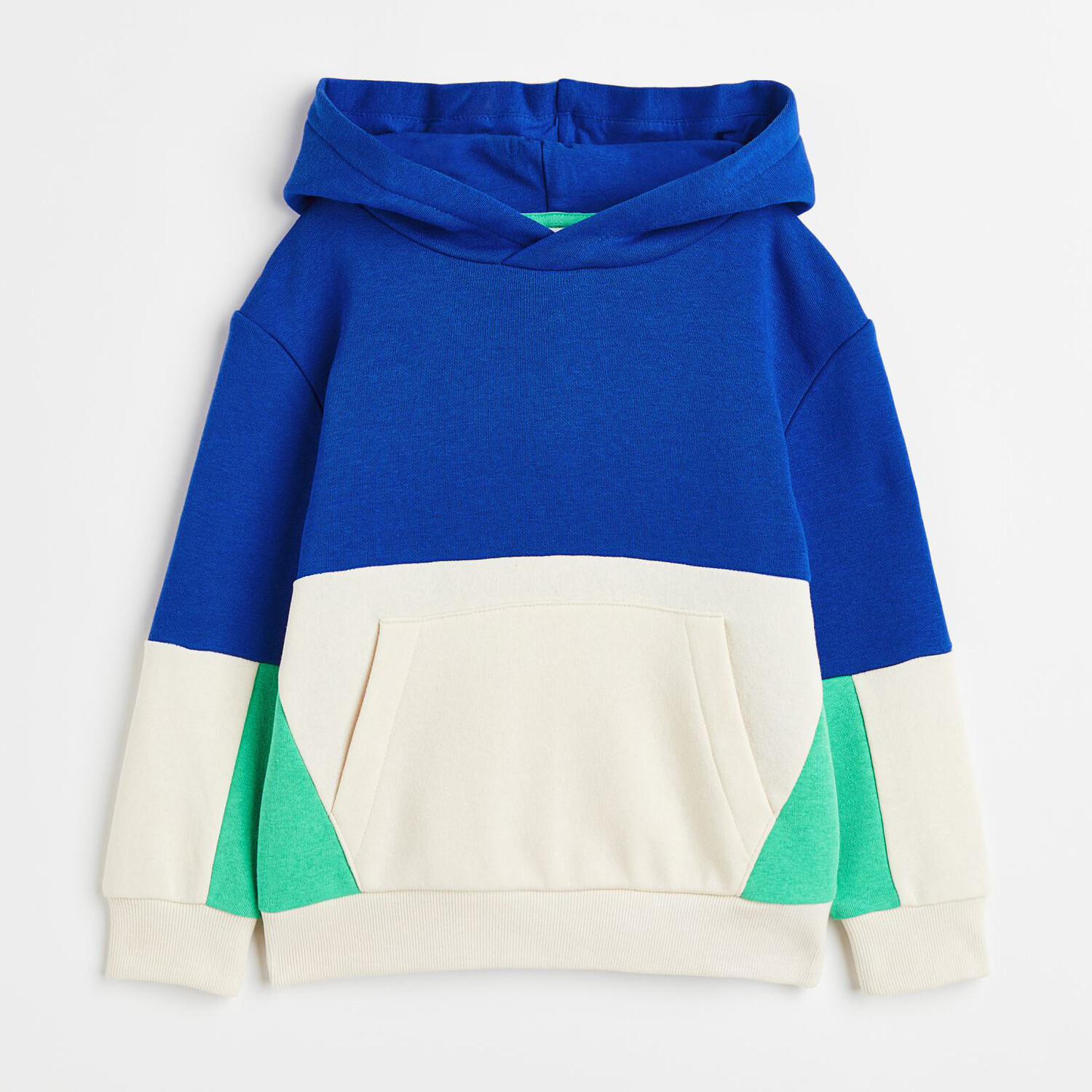 

Толстовка с капюшоном H&M Basics Color-block, ярко-синий/кремовый/зеленый