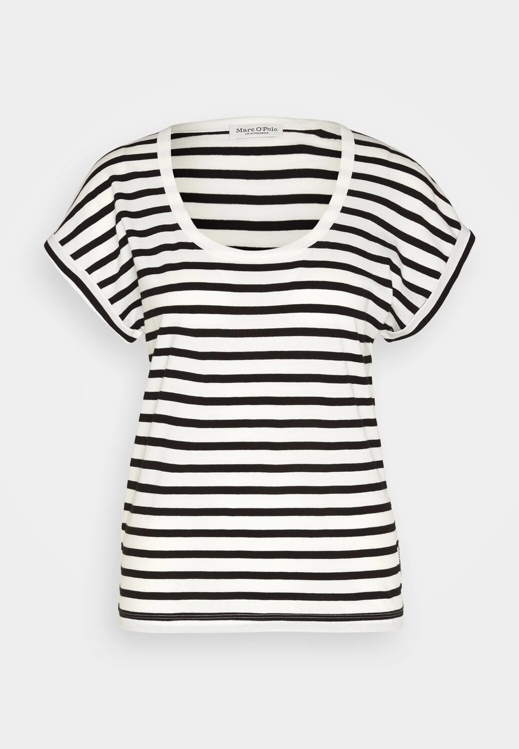 

Футболка Marc O'polo Short Sleeve Deep Round Neck, белый, черный