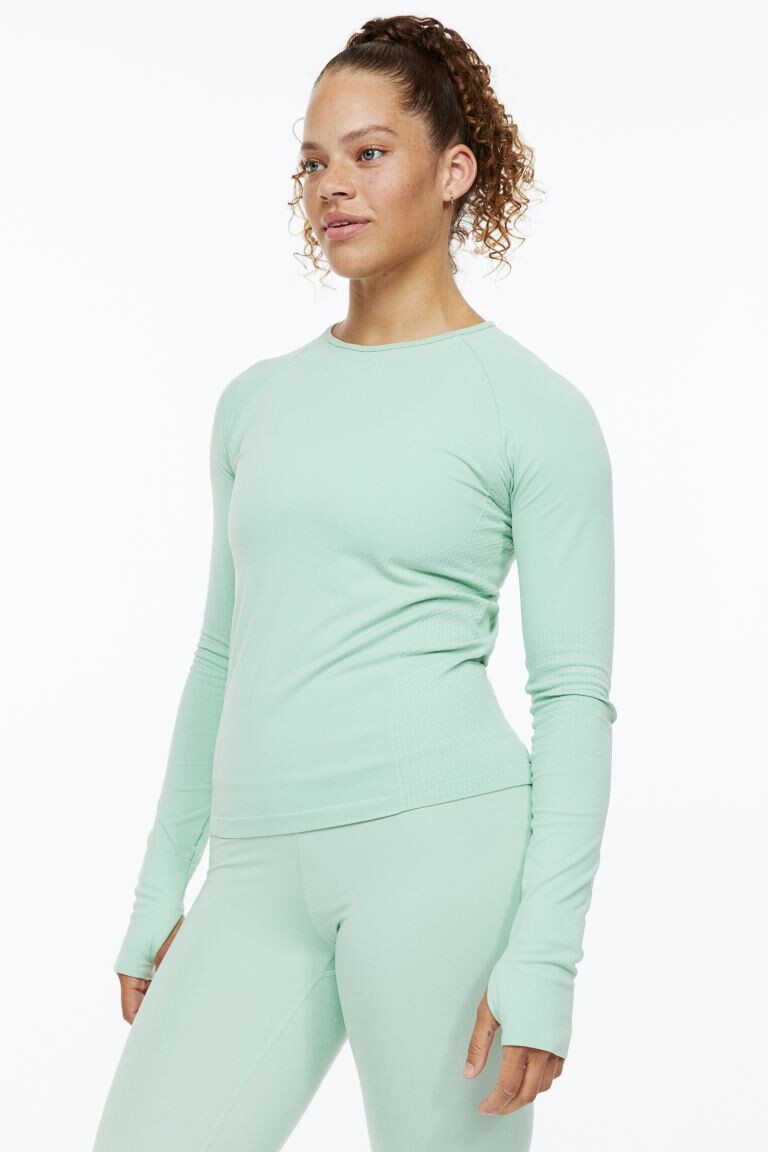 

Бесшовный спортивный топ DryMove H&M, мятно-зеленый