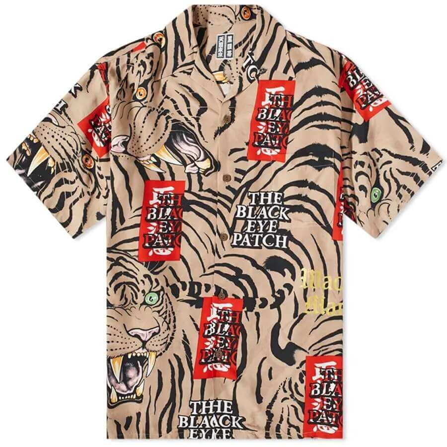 

Рубашка Wacko Maria x BlackEyePatch Short Sleeve Hawaiian Shirt, бежевый