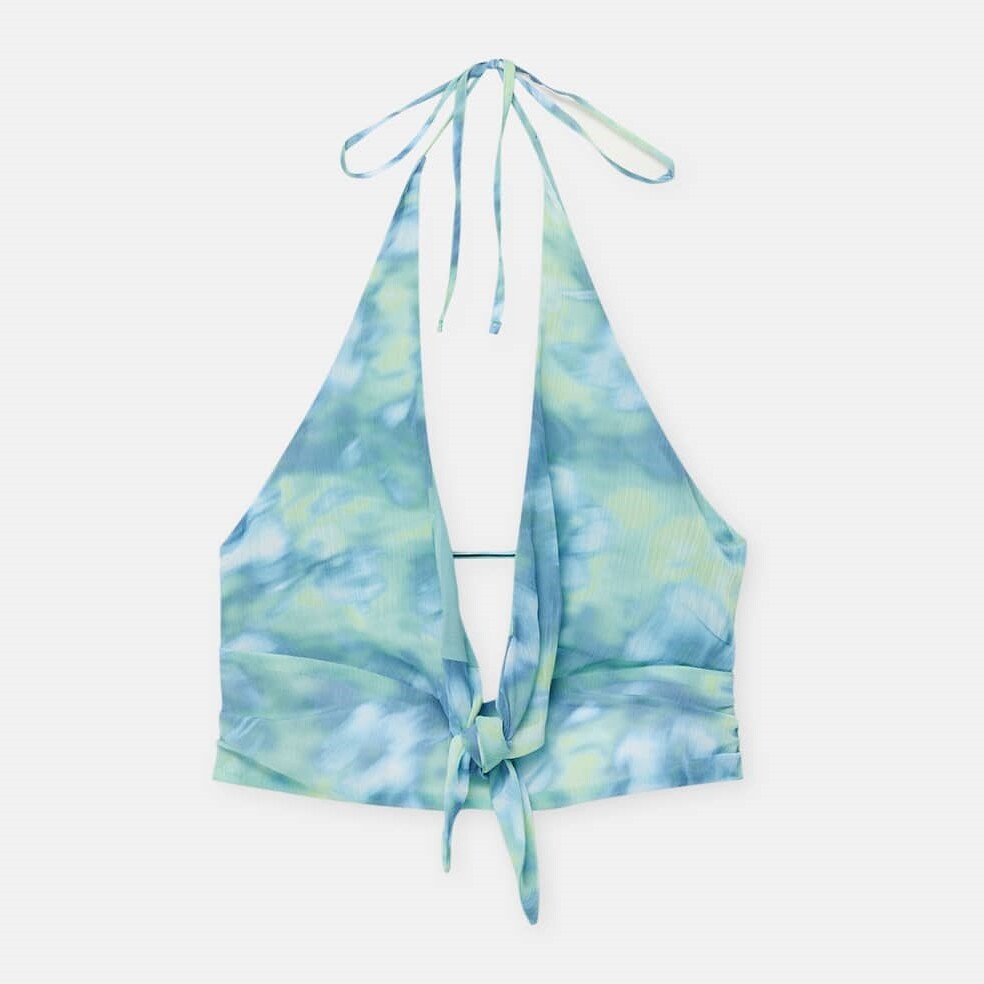 

Топ Pull&Bear Draped Halter Crop, бирюзовый