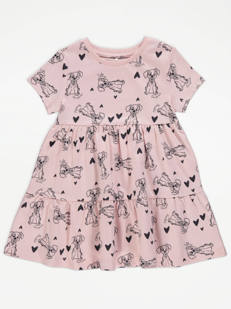 

Розовое ярусное платье Disney Dalmatians с сердечками George., розовый