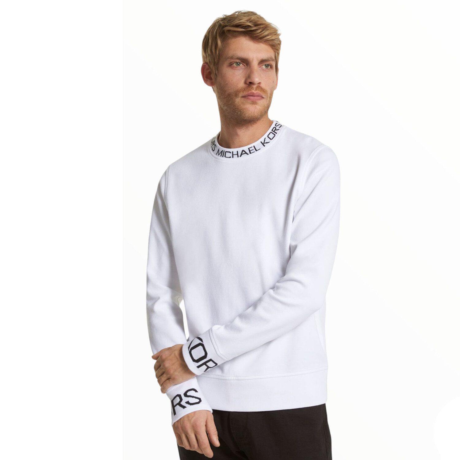 

Свитер Michael Kors Logo Tape Cotton Blend, белый