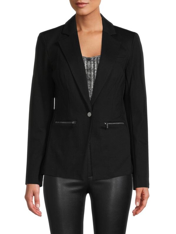 

Однотонный блейзер с одной пуговицей Calvin Klein Black