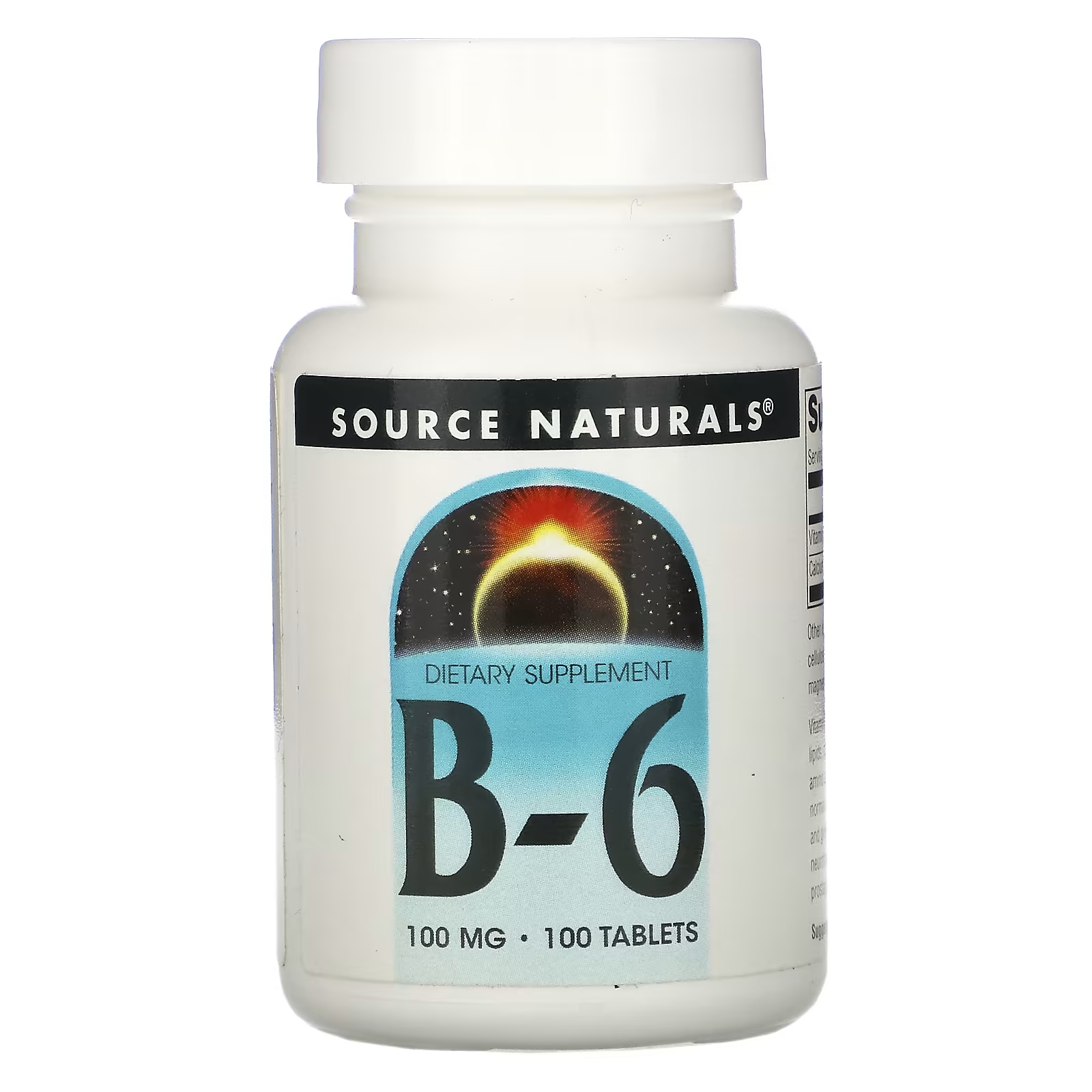 Source Naturals Витамин B6 100 мг, 100 таблеток source naturals витамин с без гмо 1 000 мг 240 таблеток