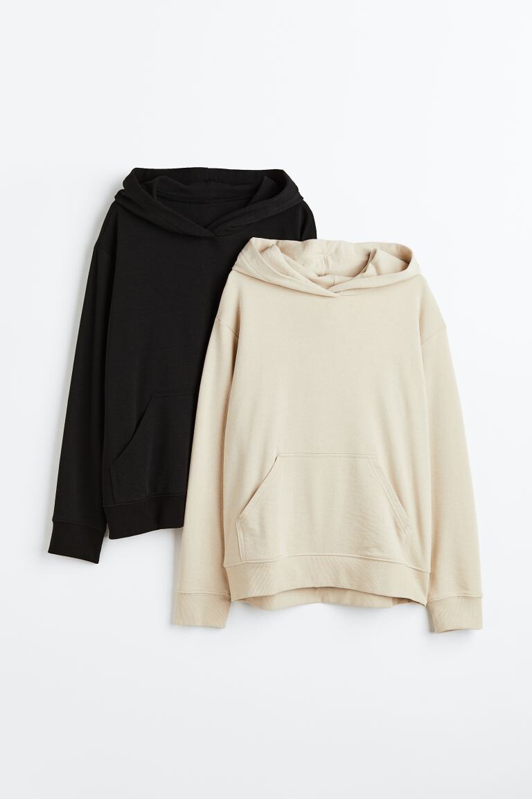 

2 пары толстовки с капюшоном H&M, черный/светло-бежевый