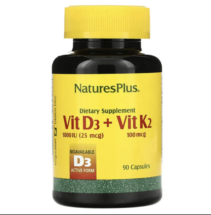 Витамин D3 + K2, 90 капсул, NaturesPlus naturesplus cal mag vit d3 с витамином k2 90 таблеток