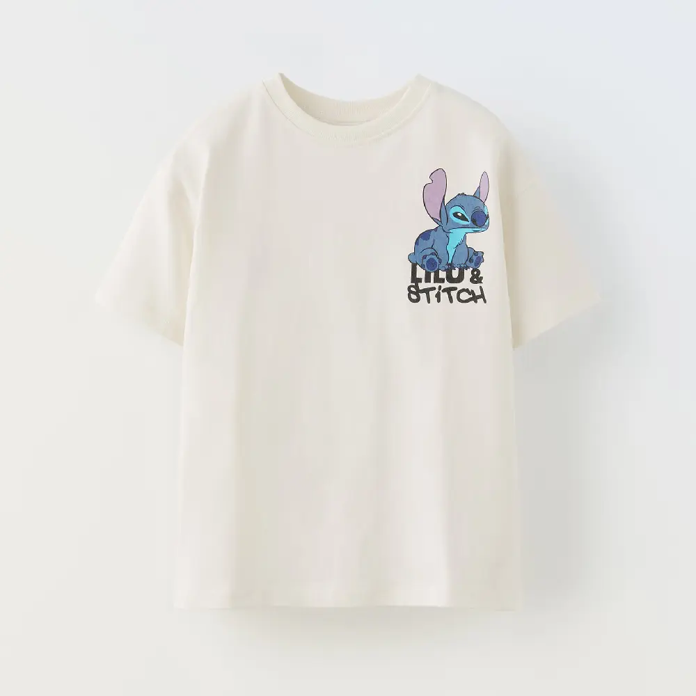 

Футболка Zara Lilo & Stitch Surfer Disney, бежевый