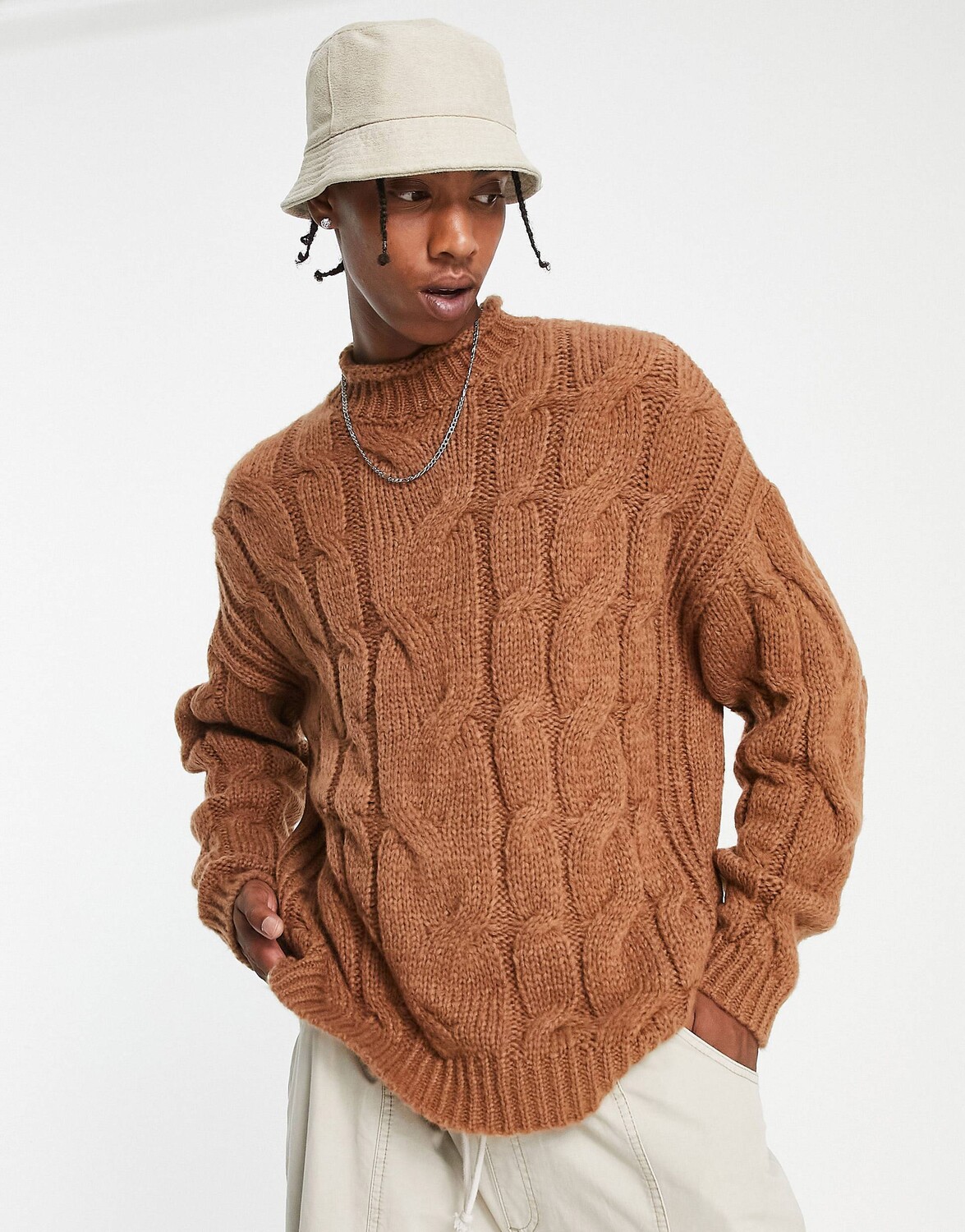

Коричневый вязаный джемпер ASOS DESIGN