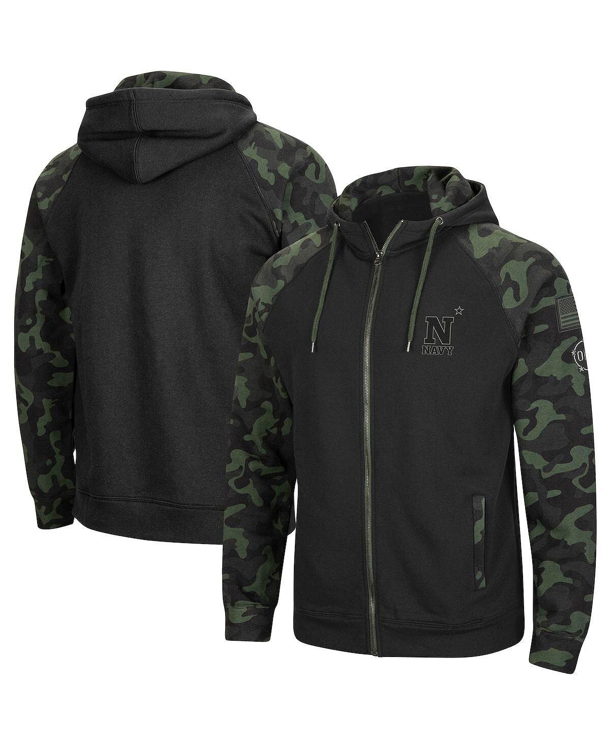 

Мужская черная темно-синяя худи с капюшоном midshipmen oht в стиле милитари appreciation camo raglan с молнией во всю длину Colosseum, черный