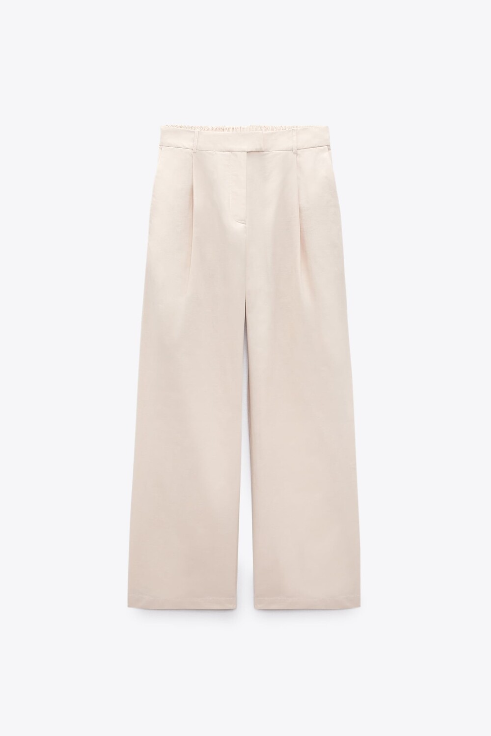 

Брюки прямого кроя с вытяжкой ZARA, экру
