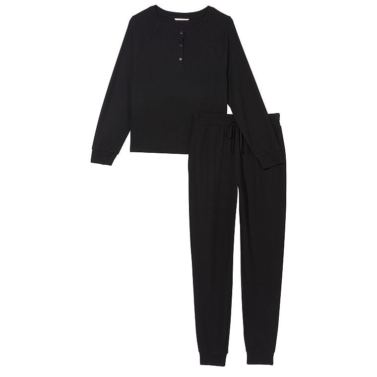

Пижама Victoria's Secret Glow Waffle Henley Jogger, черный