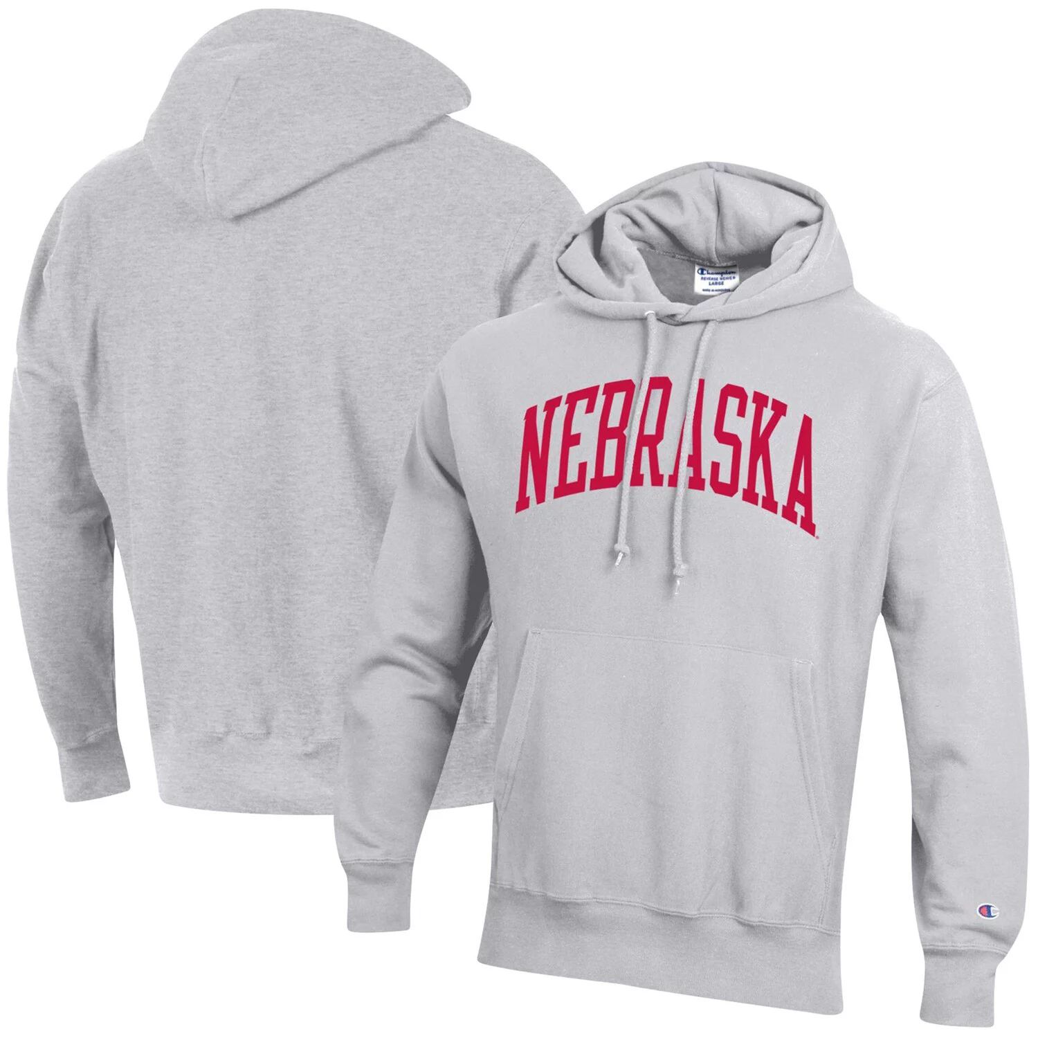 

Мужской серый флисовый пуловер с капюшоном Nebraska Huskers с обратным плетением, толстовка с капюшоном Champion