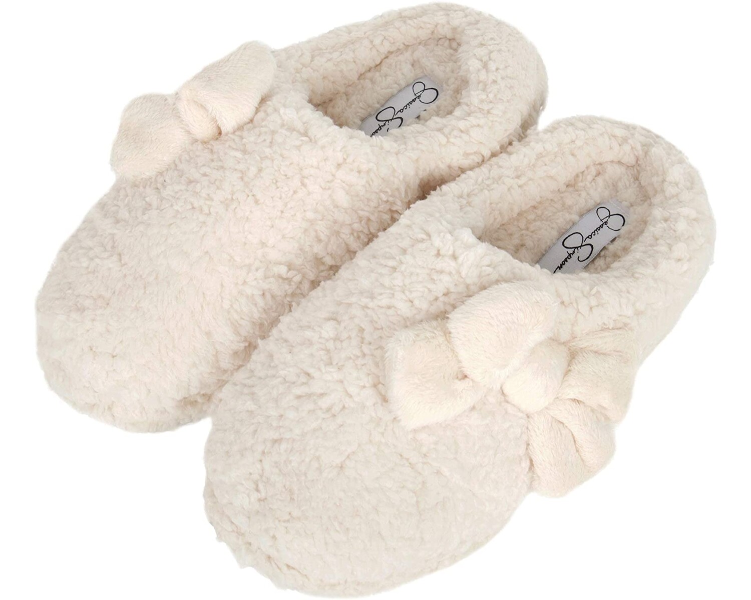 

Слипперы Women's Plush Marshmallow Slide on House Slipper Clog with Memory Foam Jessica Simpson, слоновая кость